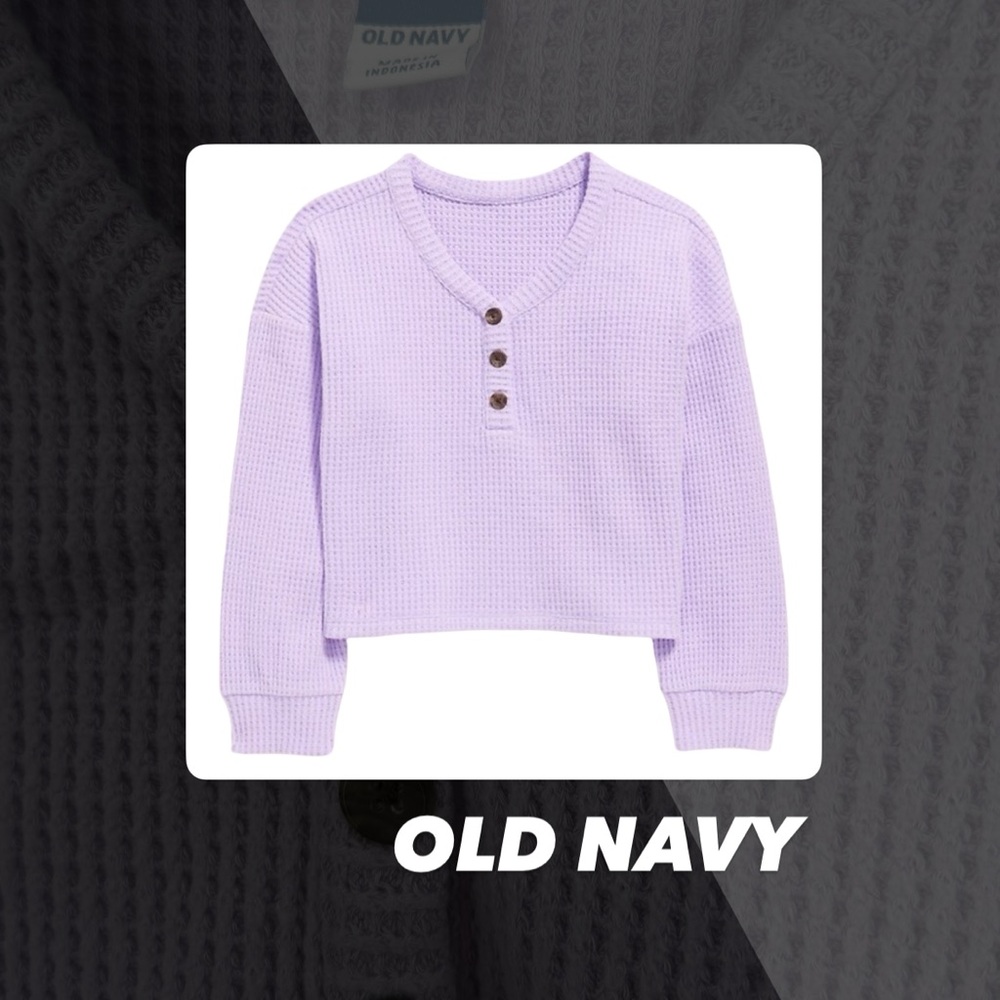 EUC Old Navy Lavender Thermal Knit Henley Shirt